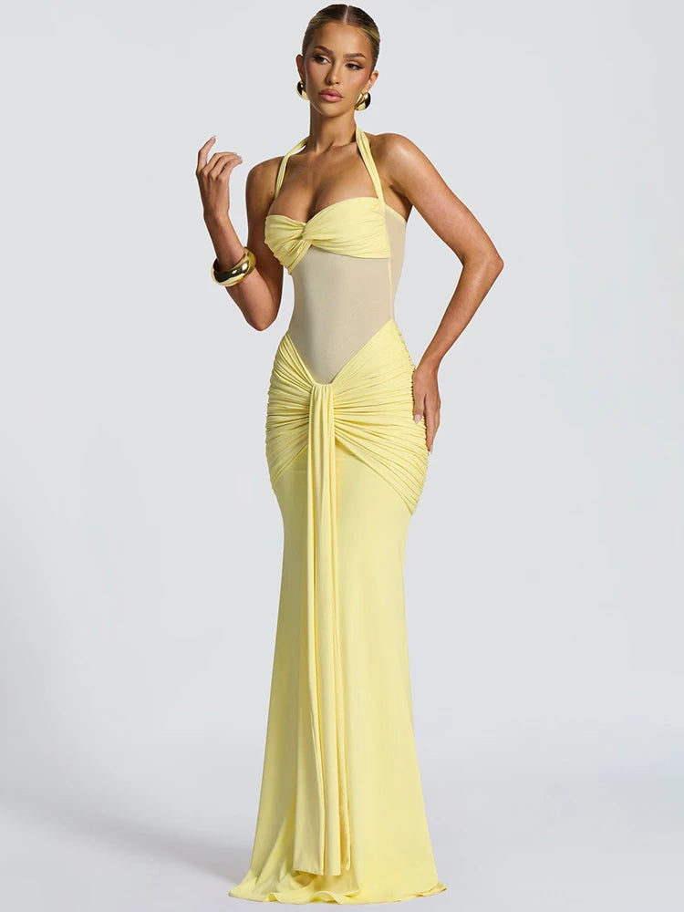 Movelle™ | Draped Halter Maxi Dress
