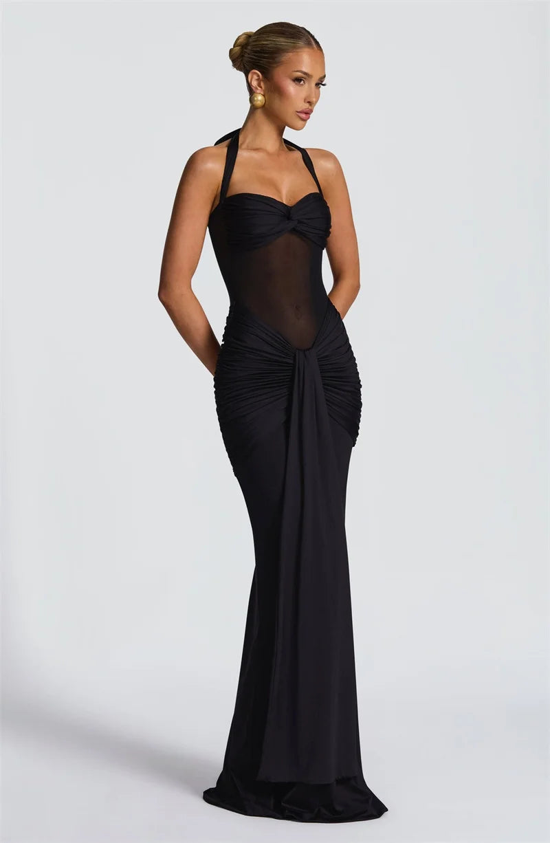 Movelle™ | Draped Halter Maxi Dress