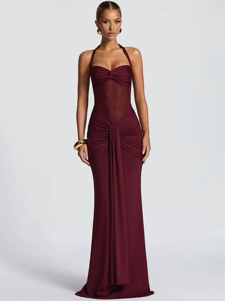 Movelle™ | Draped Halter Maxi Dress