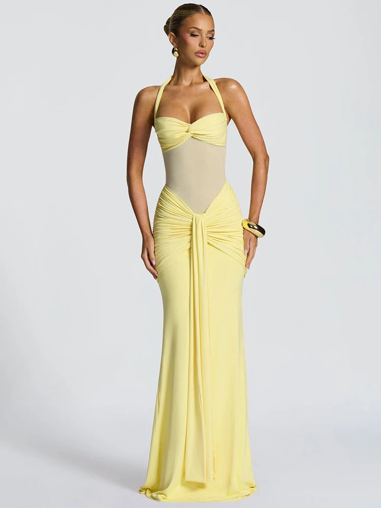 Movelle™ | Draped Halter Maxi Dress
