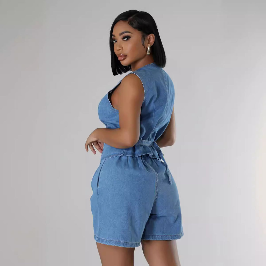 CLYRAA Tailored-Denim Short Suit